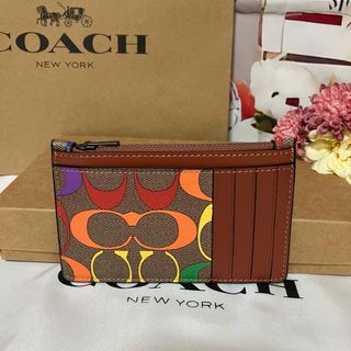 COACH - コーチ COACH ジップ カードケース レインボー シグネチャー