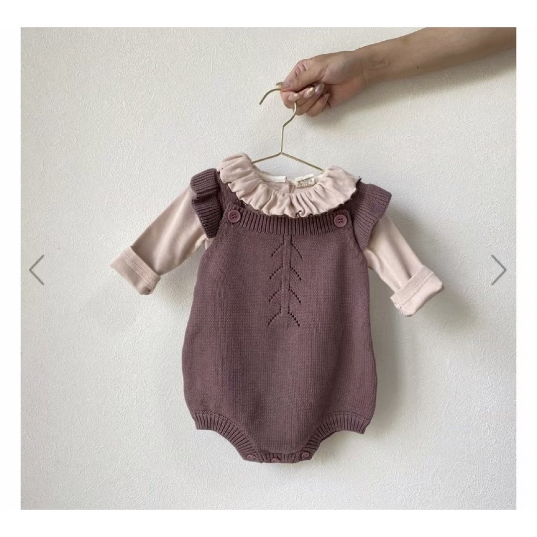 BOOTA branch knit rompers くすみパープル6m キッズ/ベビー/マタニティのベビー服(~85cm)(ロンパース)の商品写真