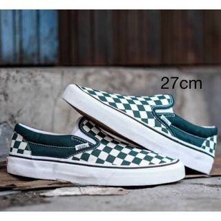 ヴァンズ(VANS)の27cm US企画【VANS 】スリッポン チェッカー×グリーン(スニーカー)