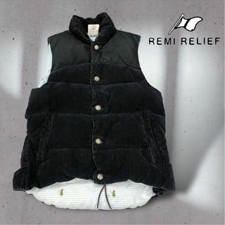 レミレリーフ(REMI RELIEF)の【送料無料】REMI RELIEFコンチョボタンダウンベストレザーヨーク切り替え(ダウンベスト)