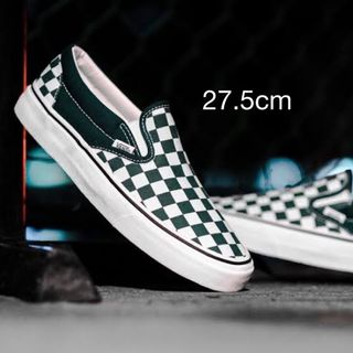 ヴァンズ(VANS)の27.5cm US企画【VANS 】スリッポン チェッカー×グリーン(スニーカー)