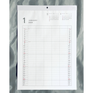 日本製2024年 シンプルホワイト ビジネス/ファミリー 壁掛けカレンダー A3(カレンダー/スケジュール)
