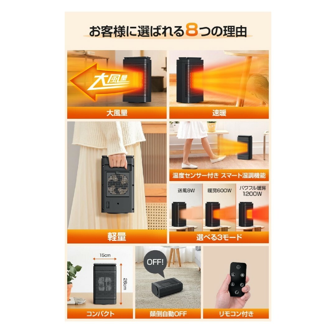 新品 セラミックヒーター スマホ/家電/カメラの冷暖房/空調(電気ヒーター)の商品写真