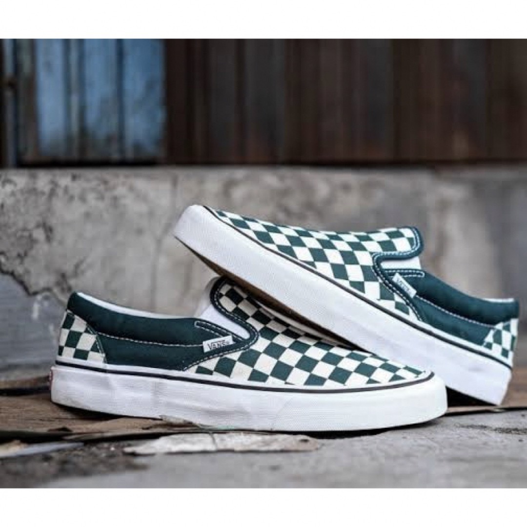 VANS - 26.5cm US企画【VANS 】スリッポン チェッカー×グリーン VANS - 26.5cm US企画【VANS 】スリッポン チェッカー×グリーン