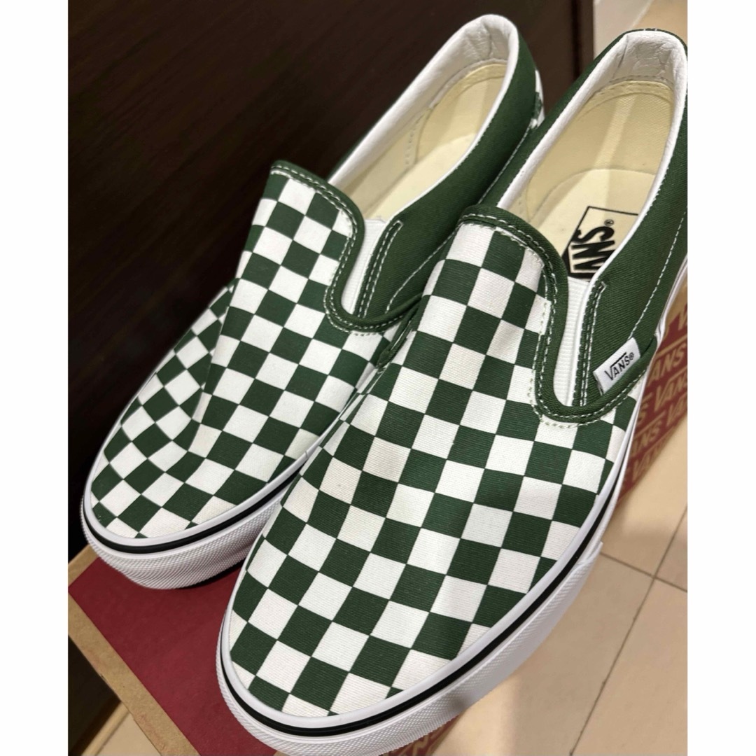 VANS - 26.5cm US企画【VANS 】スリッポン チェッカー×グリーン VANS - 26.5cm US企画【VANS 】スリッポン チェッカー×グリーン