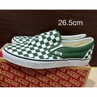 ヴァンズ(VANS)の26.5cm US企画【VANS 】スリッポン チェッカー×グリーン(スニーカー)