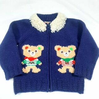ミキハウス(mikihouse)のミキハウス　プッチー　立体　編み　パーカー　セーター　80 マフラー　くま　襟(ニット/セーター)