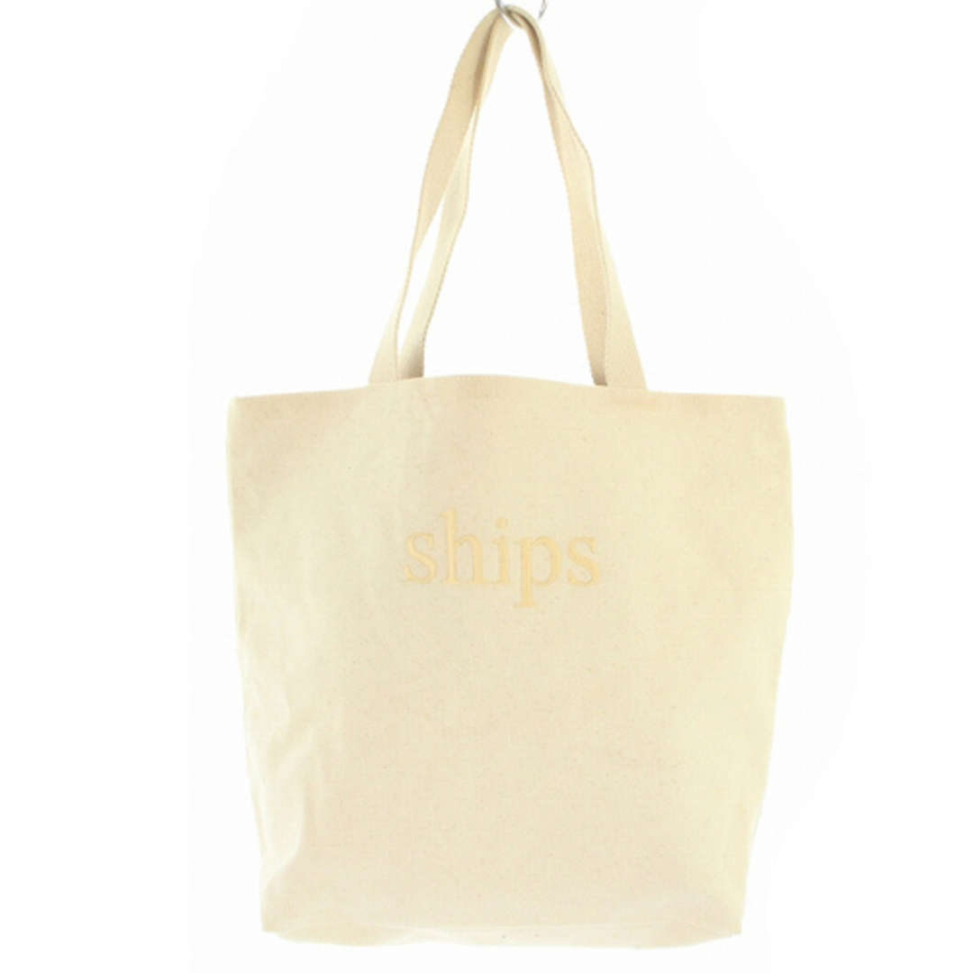SHIPS(シップス)のシップス キャンバス トートバッグ ハンドバッグ ロゴ べージュ レディースのバッグ(トートバッグ)の商品写真