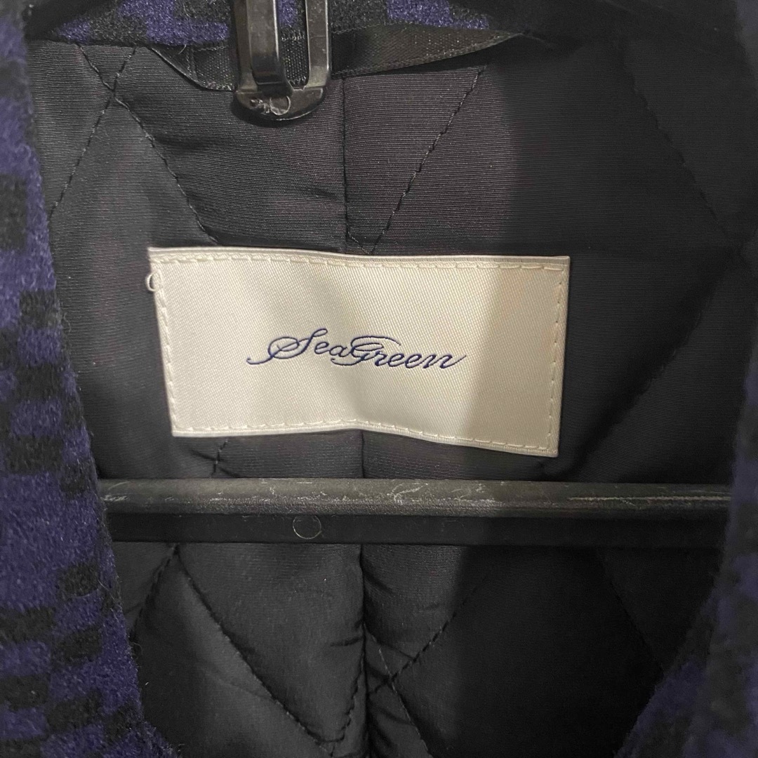 SEAGREEN(シーグリーン)の中古美品 SEAGREEN ジオメトリックピーコート Mサイズ ネイビー メンズのジャケット/アウター(ピーコート)の商品写真