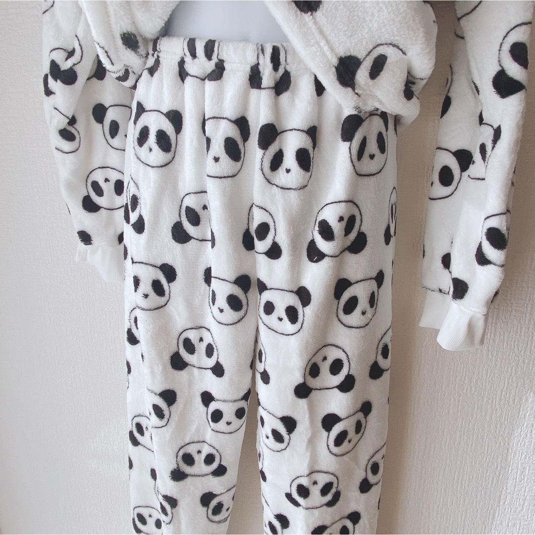 パジャマ もこもこ 長袖 ルームウェア 韓国 パンダ 総柄 白黒 2XL レディースのルームウェア/パジャマ(ルームウェア)の商品写真