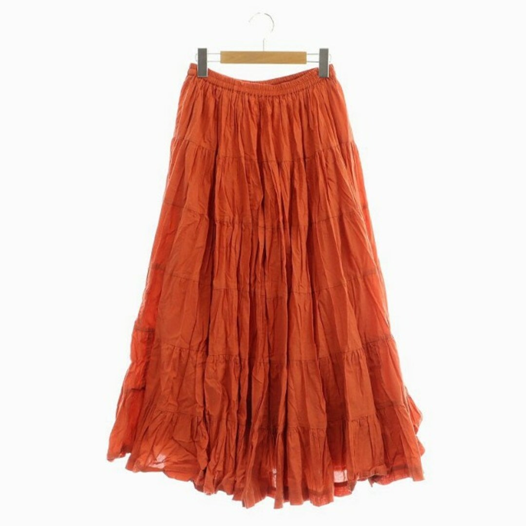 58cmヒップマリハ 草原の虹のスカート ギャザースカート フレア ロング オレンジレッド
