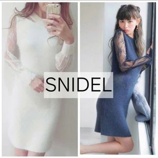 スナイデル(SNIDEL)の♡snidel♡ ショルダーシースルーニットワンピース(ひざ丈ワンピース)