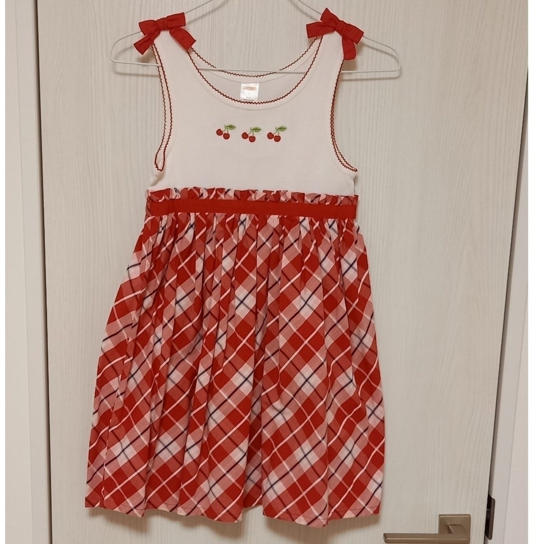 GYMBOREE(ジンボリー)のGYMBOREE サクランボ チェック柄 ワンピース 130cm キッズ/ベビー/マタニティのキッズ服女の子用(90cm~)(ワンピース)の商品写真