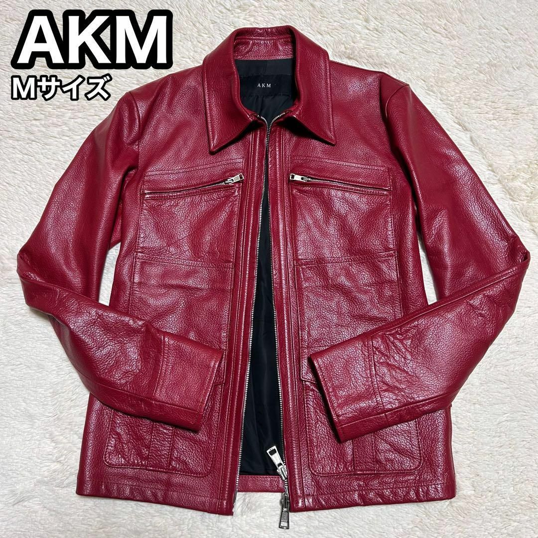 AKM - 希少カラー極美品 AKM カウレザーライダースレザージャケット M 