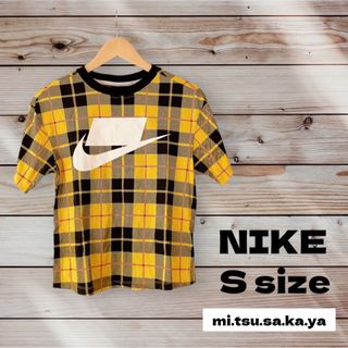 ナイキ(NIKE)のNIKE　ナイキ　Tシャツ　チェック柄　ブラックイエロー　Sサイズ　ボックスロゴ(Tシャツ/カットソー(半袖/袖なし))