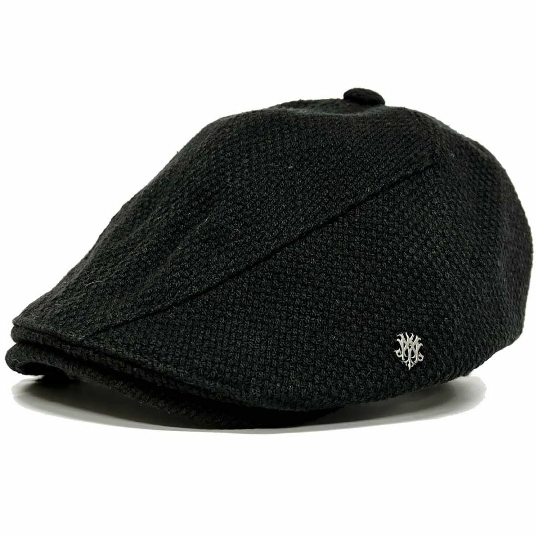 素材【色: ブラック】ハッピーハットハンチング 帽子 メンズ 深め 綿 くすみカラー