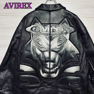 AVIREX - 【最高デザイン】アヴィレックス　レザージャケット　XLサイズ　ウルフ　入手困難