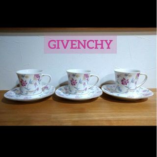 ジバンシィ(GIVENCHY)のGIVENCHY　ジバンシー　カップ　ソーサー　3客　セット　花柄(食器)