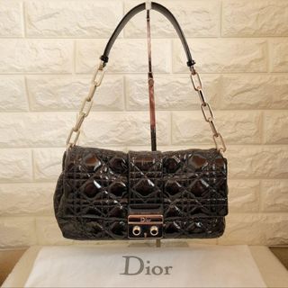 クリスチャンディオール(Christian Dior)のDior チェーンショルダーバッグ ニューロック カナージュ パテントレザー 黒(ショルダーバッグ)