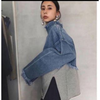 DENIM SWEAT DOCKING TOP(トレーナー/スウェット)