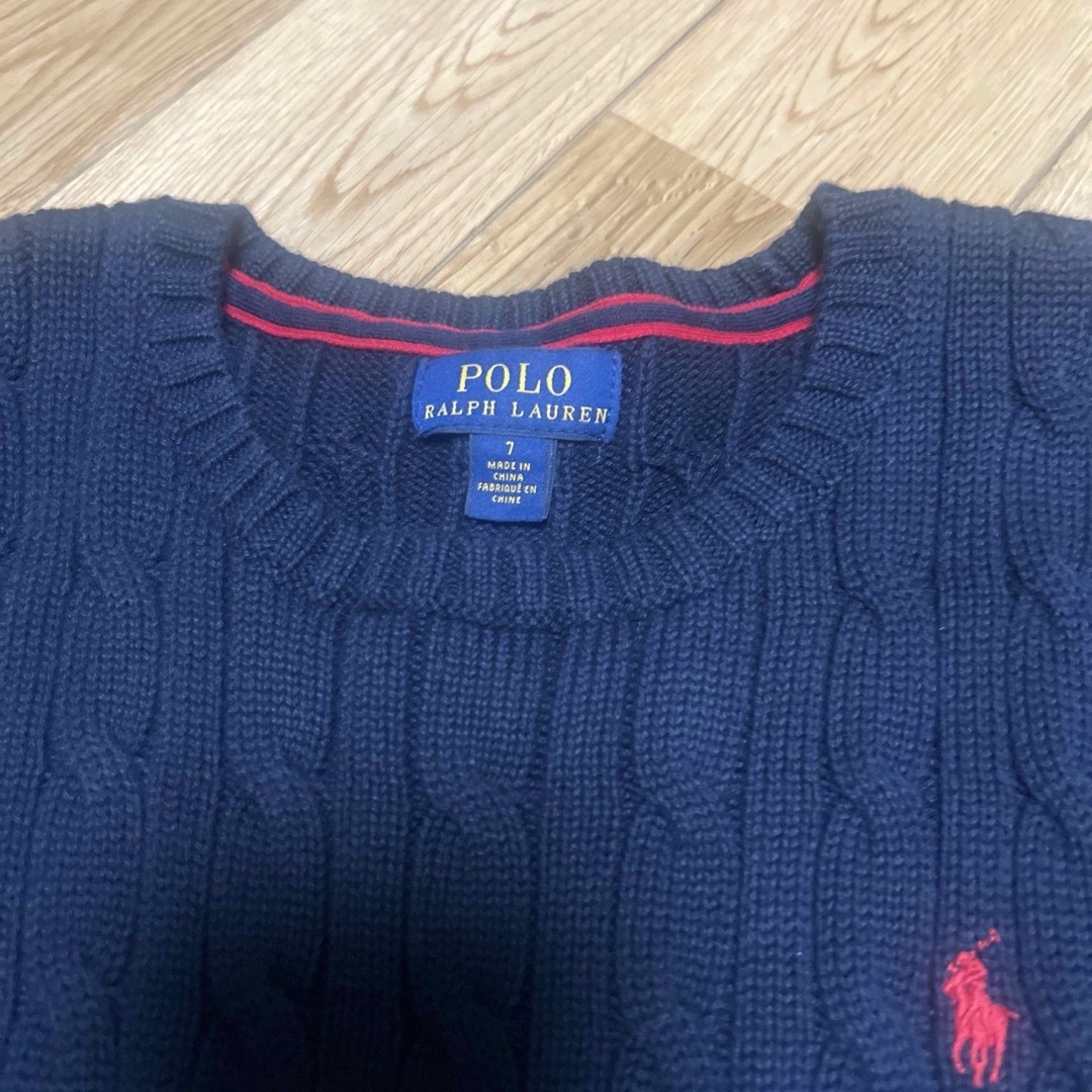 POLO（RALPH LAUREN）(ポロ)の売切れ美品男児女児どちらにも。ポロラルフローレンのキッズケーブルセーターです。 キッズ/ベビー/マタニティのキッズ服男の子用(90cm~)(ニット)の商品写真