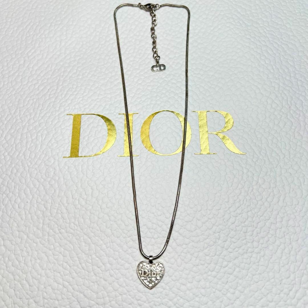 ◆DIOR ディオール ネックレス プレート ロゴ シルバー ハート