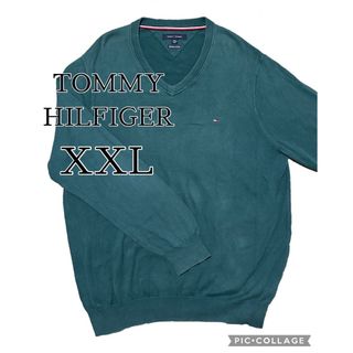 トミーヒルフィガー(TOMMY HILFIGER)の【TOMMY HILFIGER】ニット セーター トレーナー グリーン 古着(ニット/セーター)