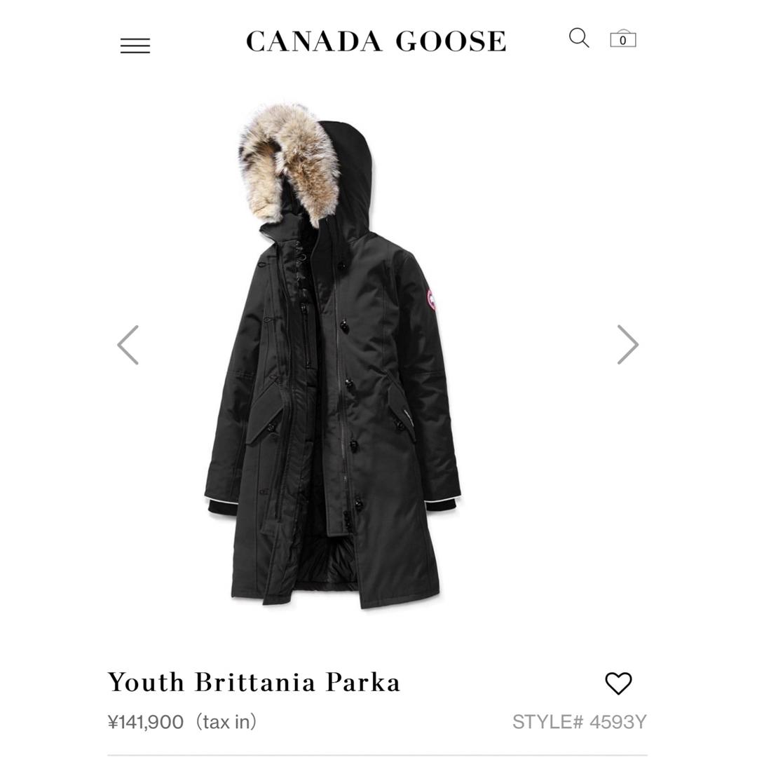 CANADA GOOSE(カナダグース)のカナダグース　Youth Brittania Parka  キッズ/ベビー/マタニティのキッズ服女の子用(90cm~)(コート)の商品写真