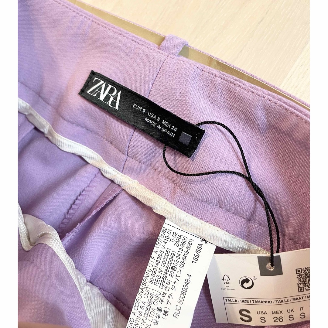 ZARA(ザラ)の新品✦ZARA ベルト付き ハイウエストパンツ(S)ライトパープル レディースのパンツ(カジュアルパンツ)の商品写真