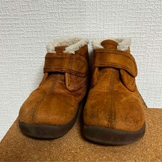 中古　無印　ボア使いハイカットシューズ（ベビー）ベビー１４ｃｍ・オレンジ(ブーツ)