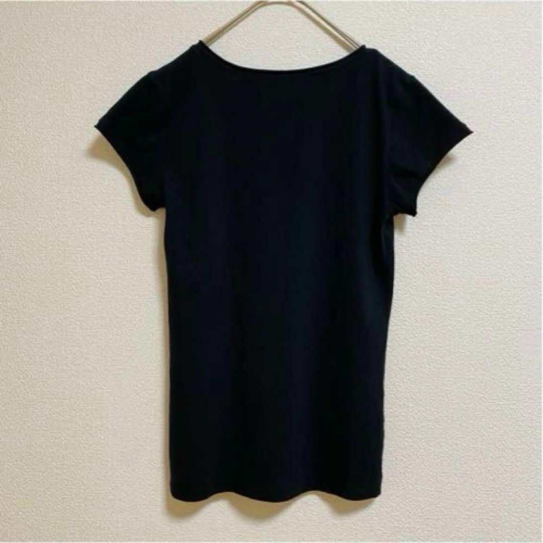 ZARA(ザラ)のst338 ZARA TRF 美品 半袖 カットソー トップス 黒 無地 伸縮性 レディースのトップス(カットソー(半袖/袖なし))の商品写真