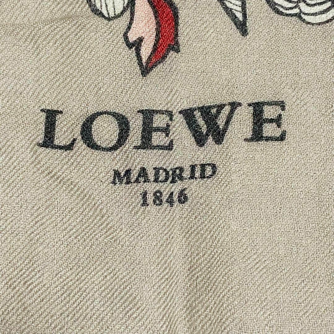 LOEWE(ロエベ)の★LOEWE★ ストール 花 鳥 フリンジ カシミヤ シルク ウール グレージュ レディースのファッション小物(ストール/パシュミナ)の商品写真