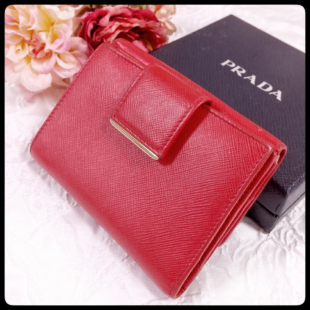 プラダ PRADA 二つ折り財布 ピンク マルチカラーサフィアーノ箱付き プラダ PRADA 二つ折り財布 ピンク マルチカラーサフィアーノ箱付き
