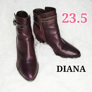 ダイアナ(DIANA)のDIANA ダイアナ カジュアルショートブーツ ワインレッド 23.5㎝(ブーツ)