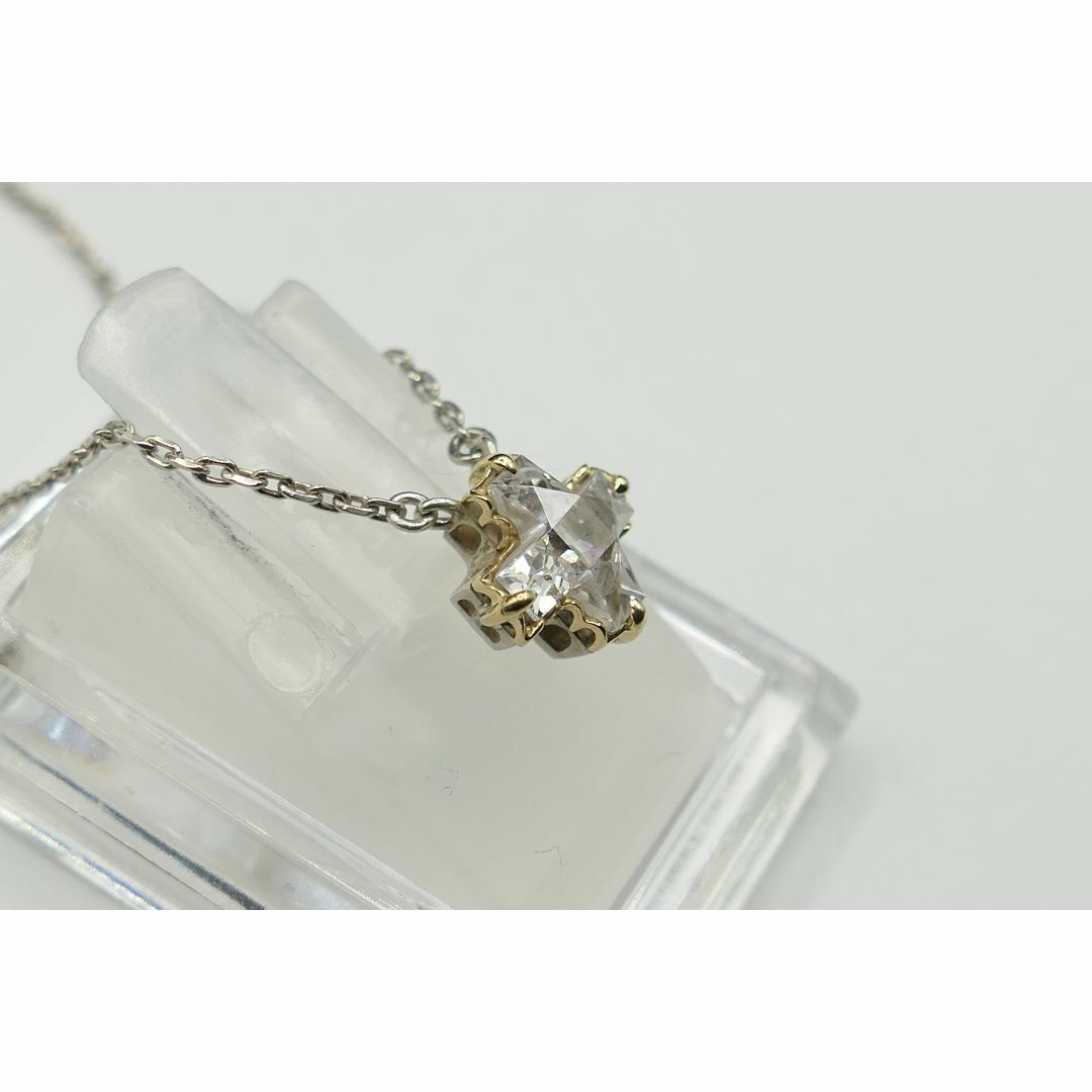 STAR JEWELRY(スタージュエリー)の美品　スタージュエリー　クロス　ジルコニア　ネックレス　K18　SV925 レディースのアクセサリー(ネックレス)の商品写真