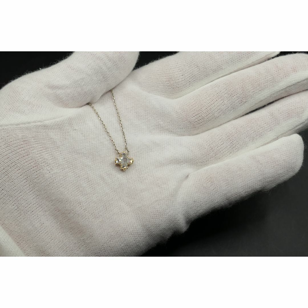 STAR JEWELRY(スタージュエリー)の美品　スタージュエリー　クロス　ジルコニア　ネックレス　K18　SV925 レディースのアクセサリー(ネックレス)の商品写真