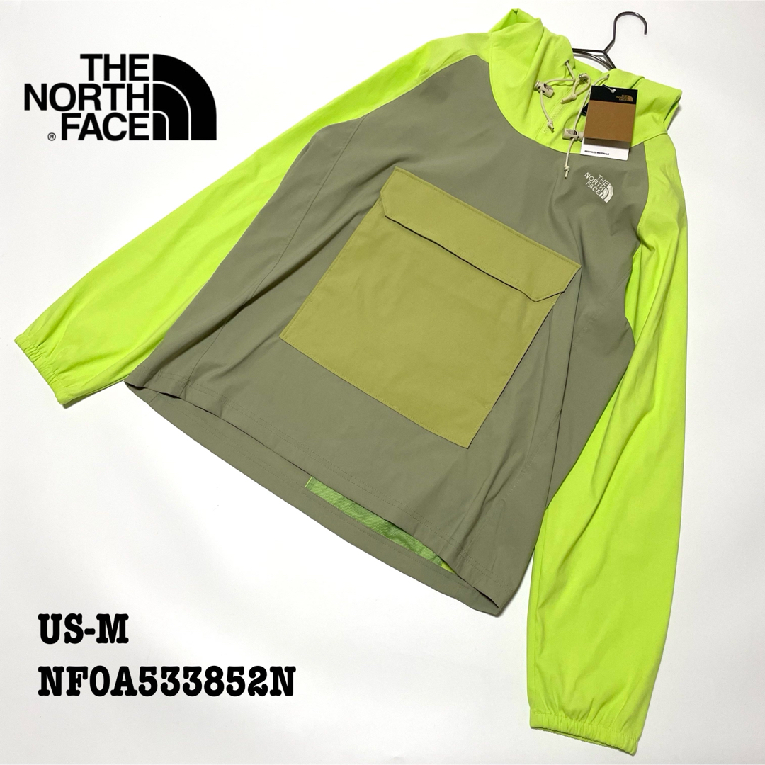 THE NORTH FACE(ザノースフェイス)の【新品】US-M ノースフェイス プルオーバーパーカー ストレッチ グリーン メンズのトップス(パーカー)の商品写真