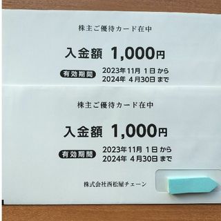 西松屋  株主優待  2000円分(ショッピング)