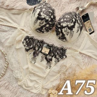 №414【A75】クラシックビターローズ育乳脇高ブラジャー&フルバックショーツ(ブラ&ショーツセット)