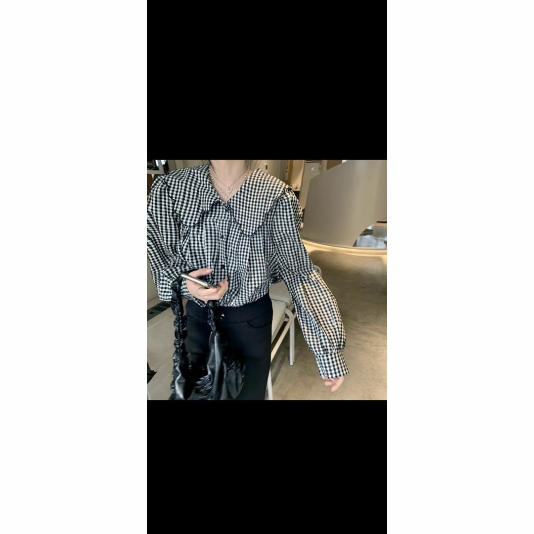 トレンド 20代30代 ファッションシーン シャツ 長袖 レディース 黒白 レディースのトップス(シャツ/ブラウス(長袖/七分))の商品写真