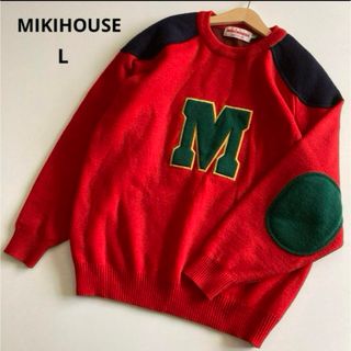 ミキハウス(mikihouse)のミキハウス　長袖　ロゴ　デザイン　セーター　ニット　赤　秋　冬　ファミリア(ニット)