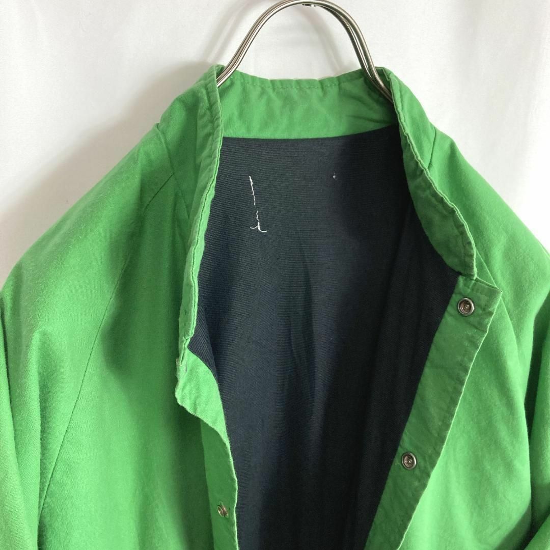 VINTAGE(ヴィンテージ)のUS古着 コーチジャケット ワンポイント刺繍 グリーン緑色 スナップボタン XL メンズのジャケット/アウター(ナイロンジャケット)の商品写真