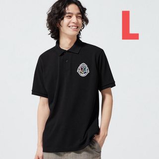ジーユー(GU)の【L】ポロシャツ(5分袖) Harry Potter GU ブラック(ポロシャツ)