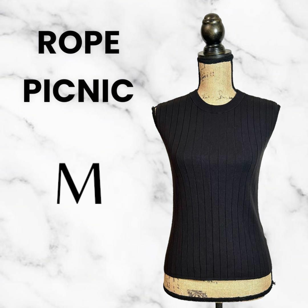 Rope' Picnic(ロペピクニック)の【ROPE PICNIC】リブノースリーブ　ニットベスト　薄手　ブラウン　M レディースのトップス(ニット/セーター)の商品写真