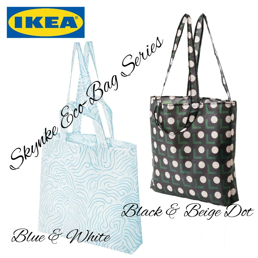 IKEA(イケア)の【IKEA】エコバッグ スキンケ ブルー/ホワイト・ブラック/ベージュ 水玉 レディースのバッグ(エコバッグ)の商品写真