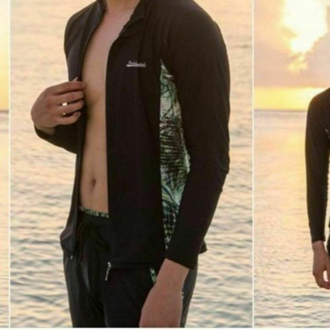 zメンズ水着3点セット☆ラッシュガード サーフパンツ レギンス ボタニカル XL メンズの水着/浴衣(水着)の商品写真