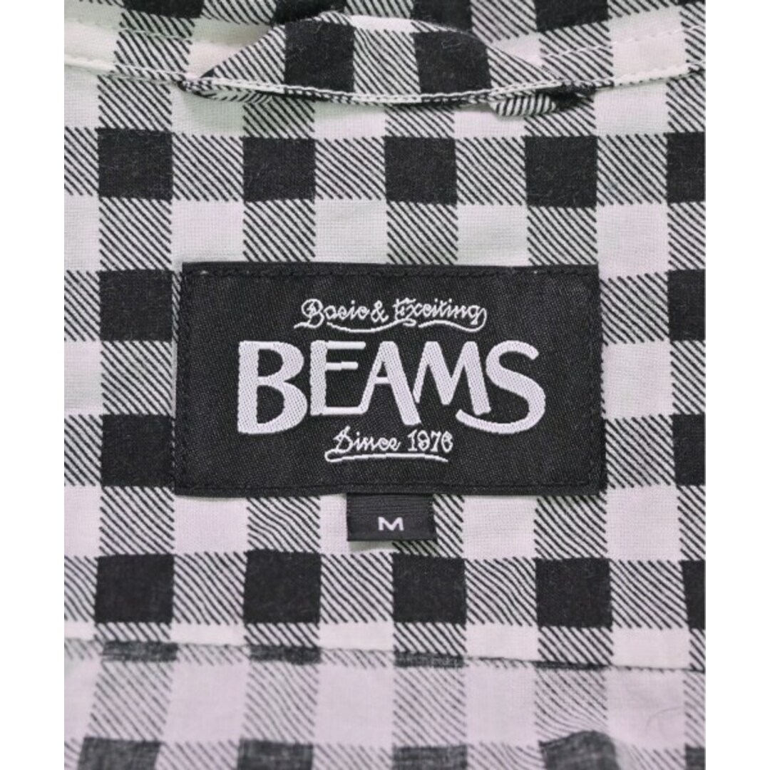 BEAMS(ビームス)のBEAMS ビームス カジュアルシャツ M 白x黒(ギンガムチェック) 【古着】【中古】 メンズのトップス(シャツ)の商品写真