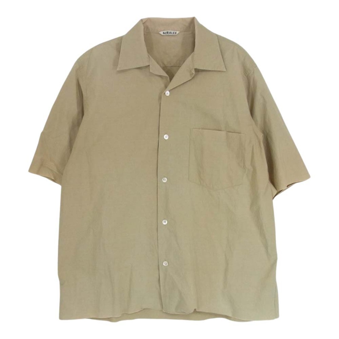 AURALEE オーラリー 半袖 16SS A6SS03WC SELVEDGE WEATHER CLOTH SHORT SLEEVE SHIRTS ショートスリーブ シャツ ベージュ系 3約42cm着丈