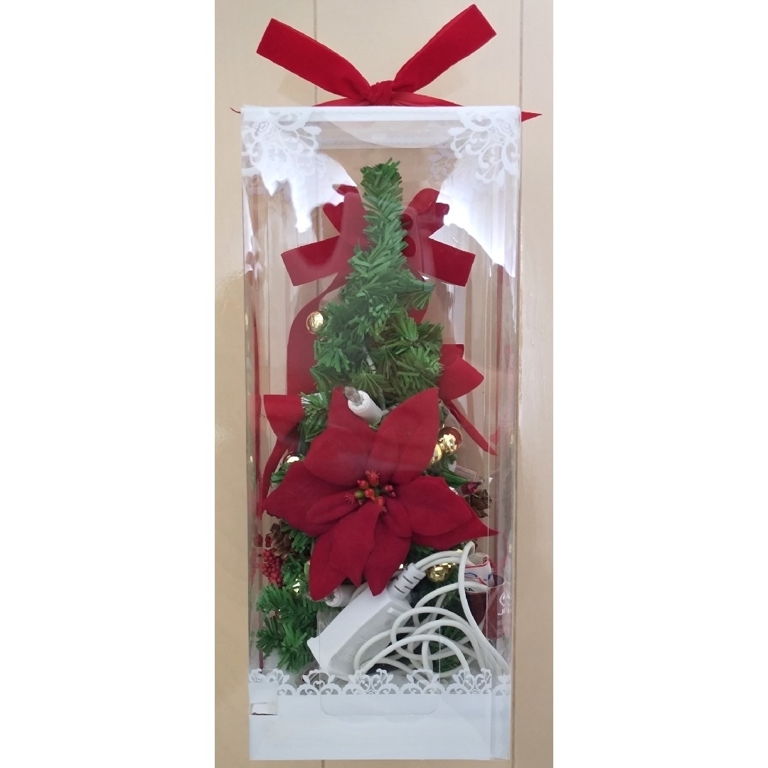 デコレーションツリー　(ポインセチア)　クリスマスツリー ハンドメイドのインテリア/家具(インテリア雑貨)の商品写真