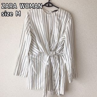 ザラ(ZARA)のZARA WOMAN ザラ  カシュクール ストライプ シャツ ブラウス  長袖(シャツ/ブラウス(長袖/七分))